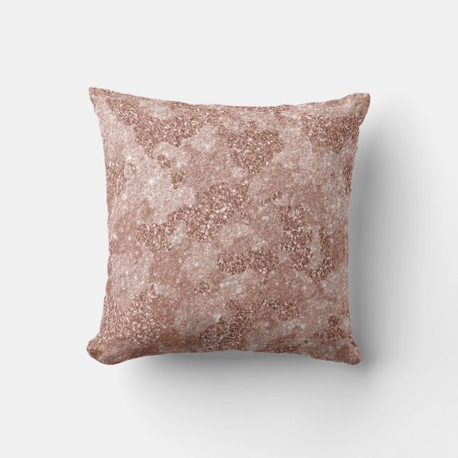 Almofada Rosa Dourado Rosa Glam Camuflagem Camo (Frente)