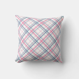 Almofada Rosa E Azul Tartan Natal Lt Azul Volta