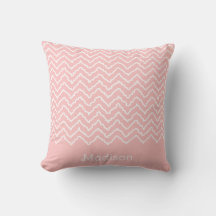 Rosa E Branco Zigue-Zague Chevron E Nome