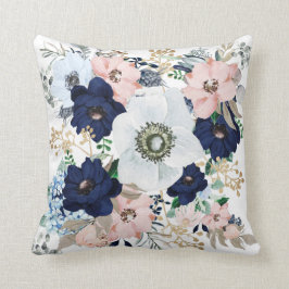 Almofada Rosa Floral Azul-Rosa