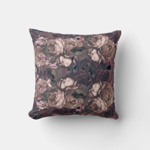 Almofada Rosa Floral Elegante Roxo Botânica