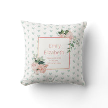 Rosa Floral Sage Verde Aquarela Floral Menina Bebê