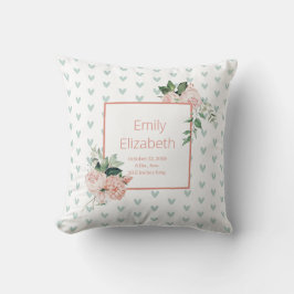 Almofada Rosa Floral Sage Verde Aquarela Floral Menina Bebê