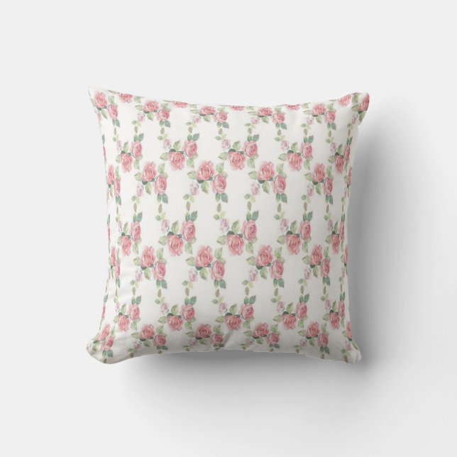 Almofada Rosa Floral Shabby Chic Rosa (Frente)