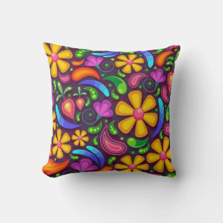 Almofada Rosa Floral Vintage Arte Elegante Vermelho Preto