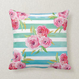 Almofada Rosa, hortelã e descanso floral Dourado