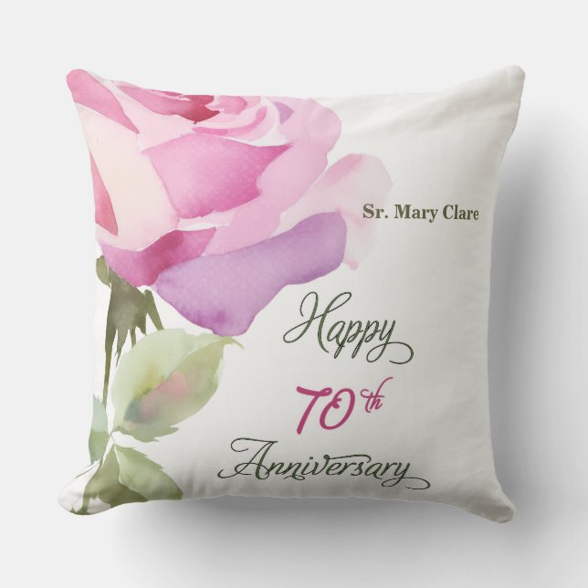 Almofada Rosa Jubileu de 70 Anos Nun Custom Name (Frente)