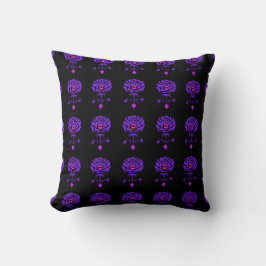 Almofada Rosa Kiss Damask Moderno Roxo E Preto