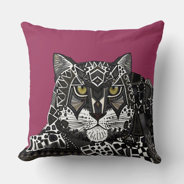 Almofada rosa-leopardo-da-neve (Frente)