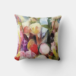 Almofada Rosa moderno Tulipa Buquê: pintura a óleo de Abstr