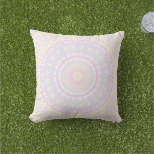 Almofada Rosa Pastel, Amarelo, Caleidoscópio Azul