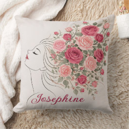 Almofada Rosa Personalizada Floral Cabelo Mulher Elegante