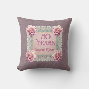 Almofada Rosa Personalizada Vintage Fumaça Mauve Damask