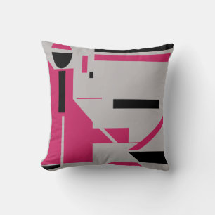 Almofada Rosa preto borgonha na Cinza Motif