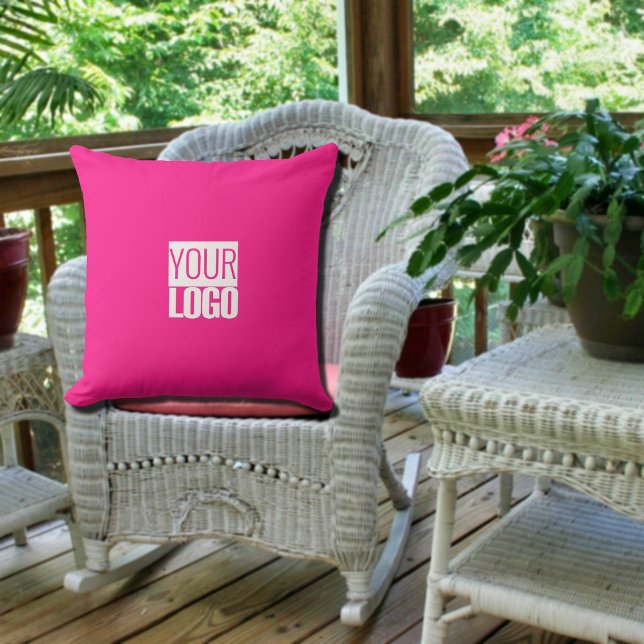 Almofada rosa quente - adicionar logotipo (Criador carregado)