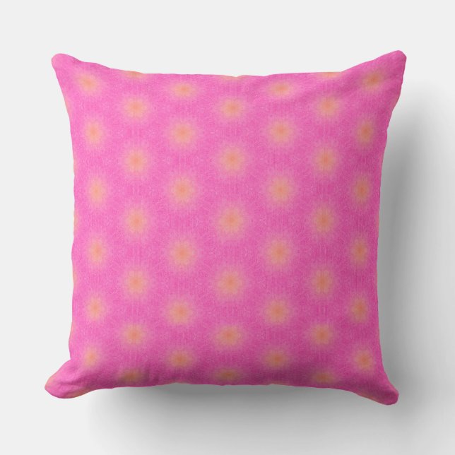 Almofada Rosa Quente Áspero com Manchas Laranja (Frente)
