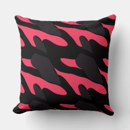 Almofada Rosa quente, cinza e preto Camo abstrato