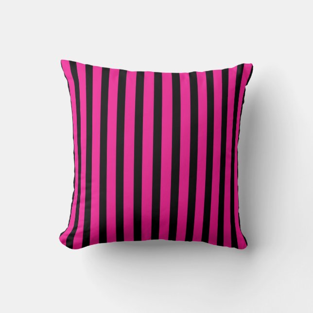 Almofada Rosa Quente Fuchsia Listrado Preto (Frente)