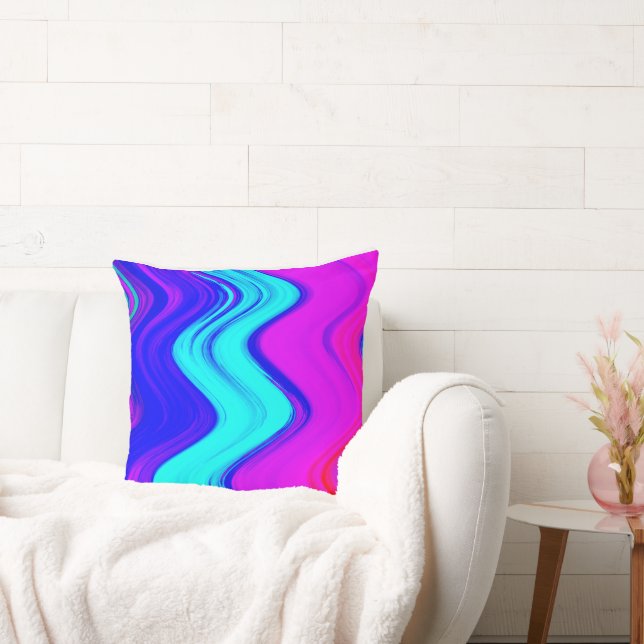 Almofada Rosa quente, Teal e Stripes de Tinta Azul. (Sofá)