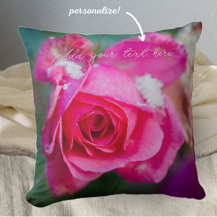 Almofada Rosa rosa com flocos de neve