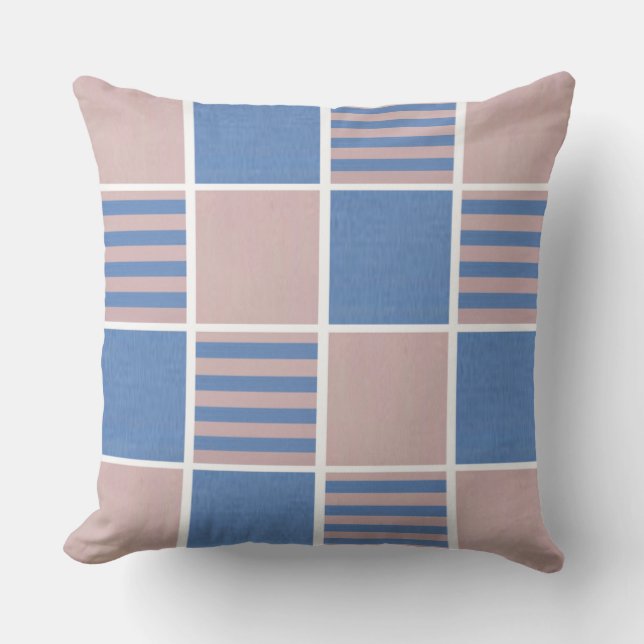 Almofada Rosa Rosa e Serenity Baby Blue Squares (Frente)