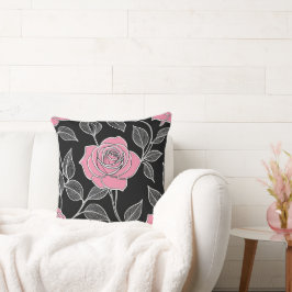 Almofada Rosa rosa rosa a preto