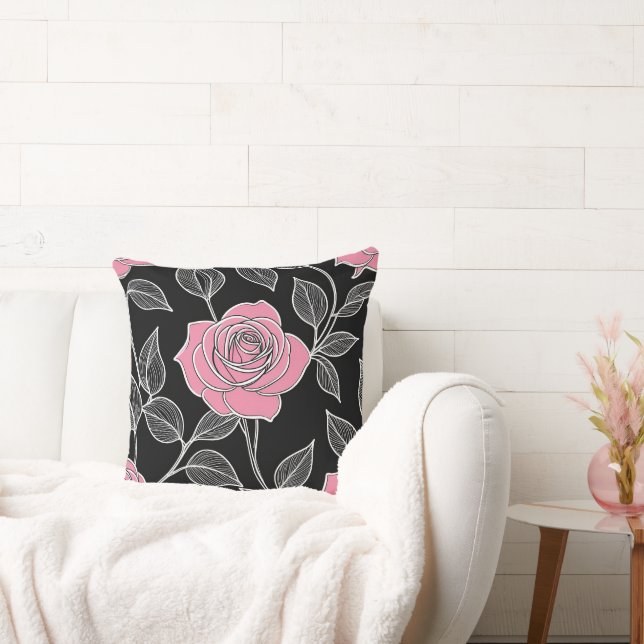 Almofada Rosa rosa rosa a preto (Sofá)