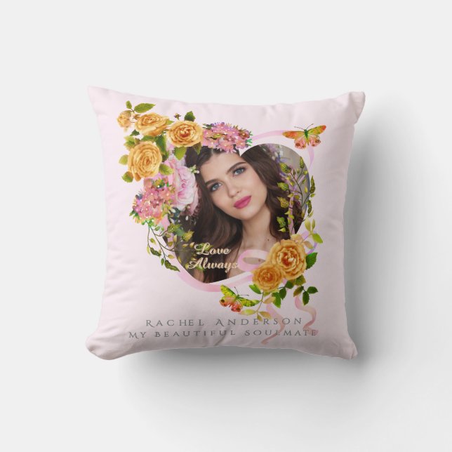 Almofada Rosa Rosa Rosa Rosa Romântica Adora Foto Rosa Rosa (Frente)