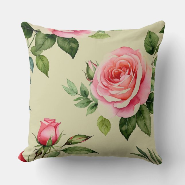 Almofada Rosa Rosa Rosa Rosa Rosa e Rosebud (Frente)