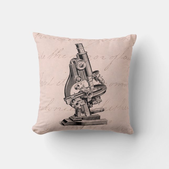 Almofada Rosa Steampunk da ilustração do microscópio do (Frente)