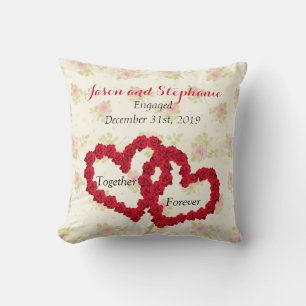 Almofada rosa vermelha Double Heart - Juntos para sempre