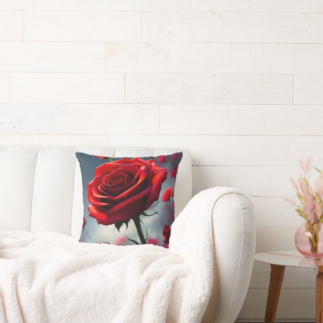 Almofada Rosa vermelha E Buds, Cushion (Sofá)
