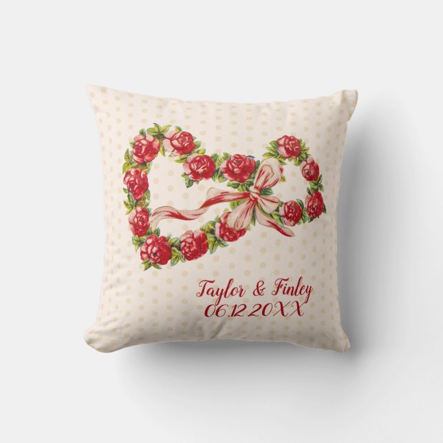 Almofada Rosa vermelha Floral Coração Vermelhos Elegante (Frente)