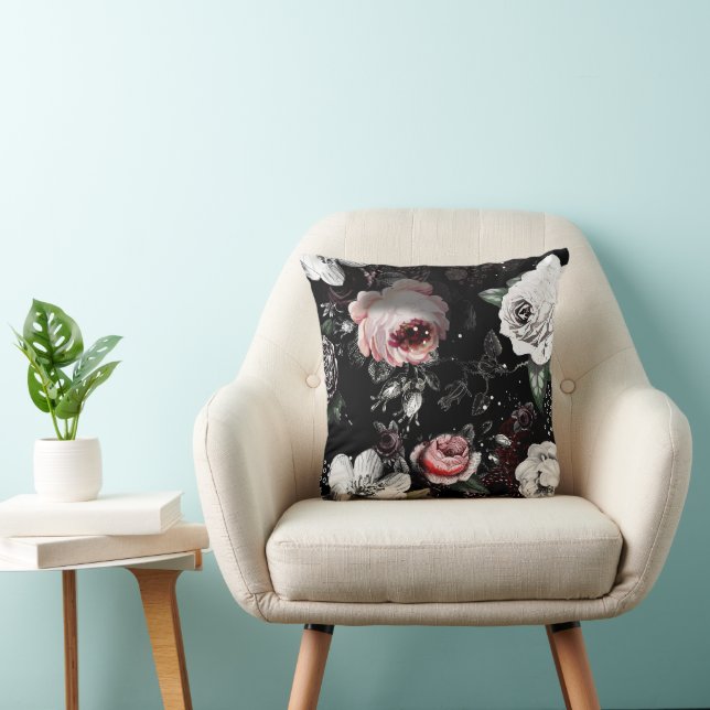 Almofada Rosa Vitoriana Floral Colorida Intensa (Cadeira)