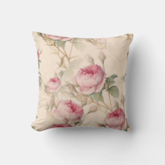Almofada Rosáceas Rosa Vintage Cottagecore Botânico