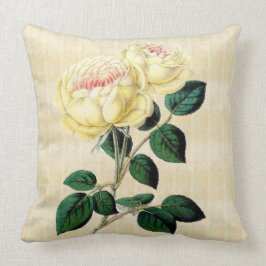 Almofada Rosas amarelos no travesseiro decorativo botânico