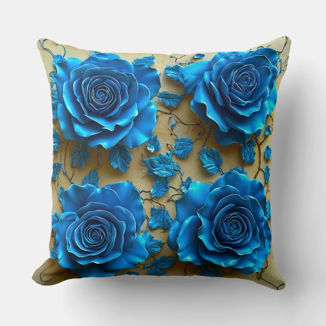 Almofada Rosas azuis 3d (Frente)
