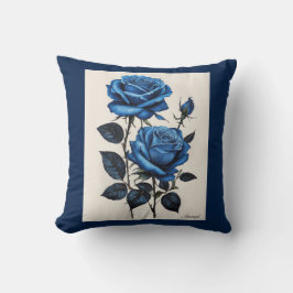 Almofada Rosas Azuis aquarela