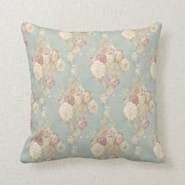 Almofada Rosas Brancas e Rosas em Azul Xadrez Chic