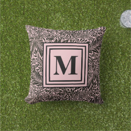 Almofada Rosas claro monogramas e botânico quic preto