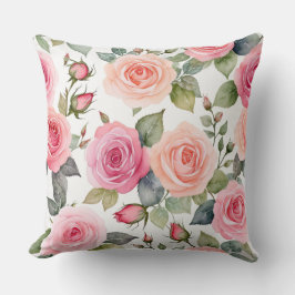Almofada Rosas cor-de-rosa e pêssego