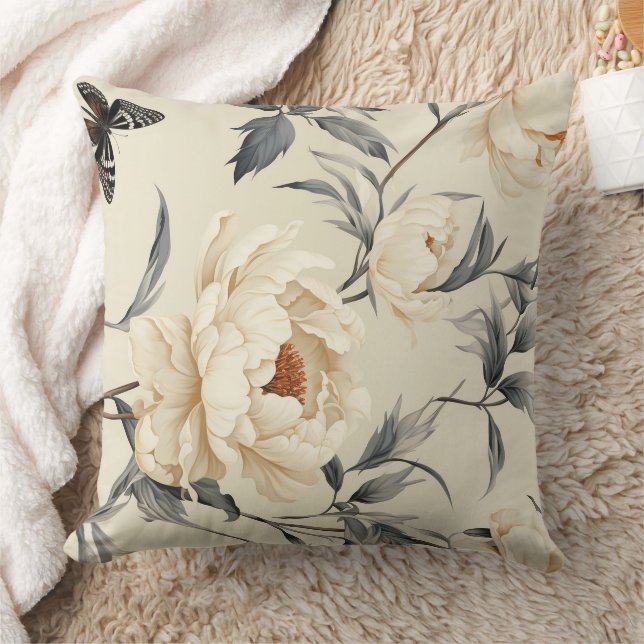 Almofada Rosas creme vintage em flor (Cobertor)