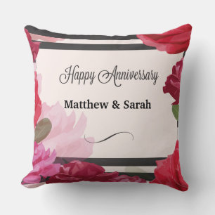 Almofada Rosas de Aniversário de Casamento, Listras, Nomes