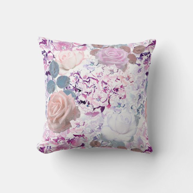 Almofada Rosas de aquarelas e híbridos. (Frente)