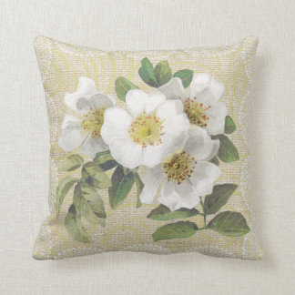 Almofada Rosas de cão brancos & travesseiro floral do