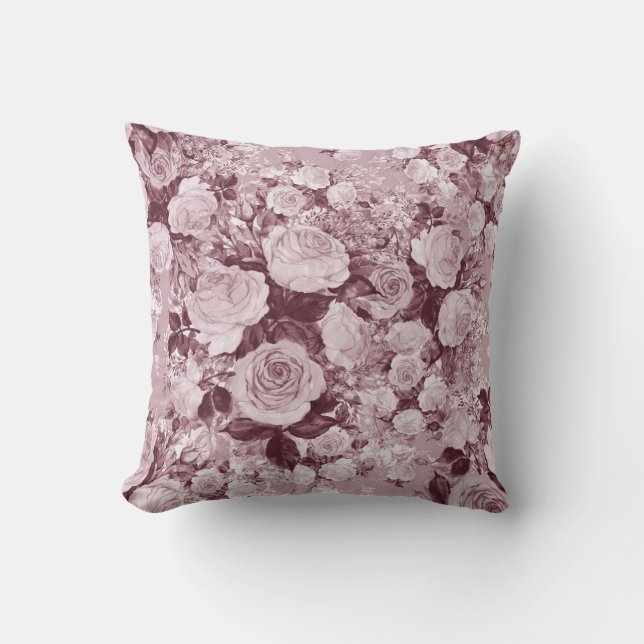 Almofada Rosas De Chá: Padrão De Buquê De Aquarela. (Frente)