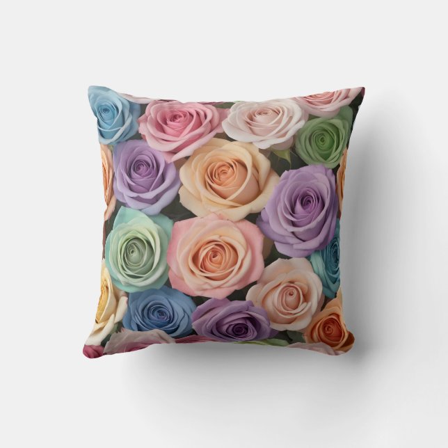 Almofada Rosas de cor de pastel (Verso)