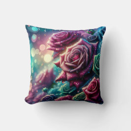 Almofada "Rosas de gradiente com Dewdrops"