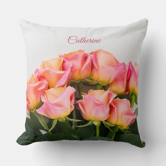 Almofada Rosas de nomes personalizados (Frente)
