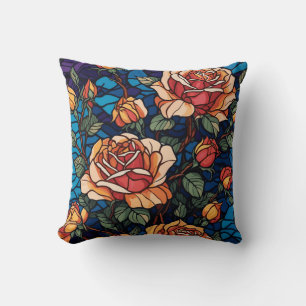 Almofada Rosas De Vidro Coloridos Botânicos